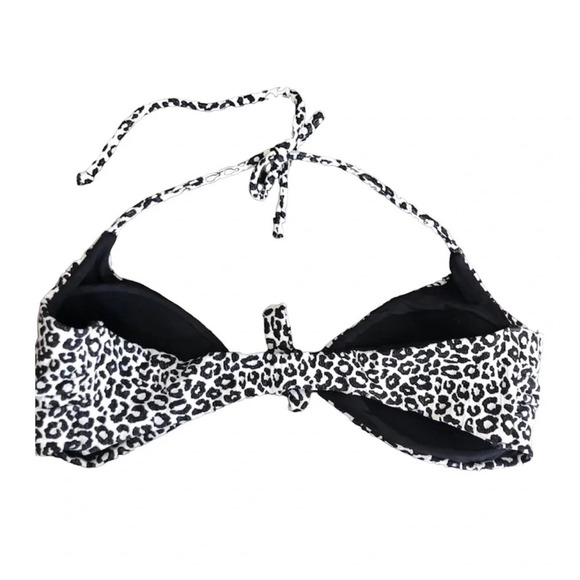 Amuse Society Leopard Print Bikini Bathing Suit Top S - Picture 2 of 2